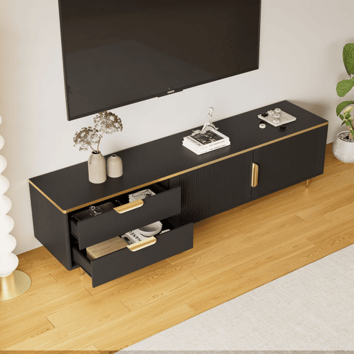 Móvel de TV 175cm de painel de partículas com 2 portas e 2 gavetas,preto