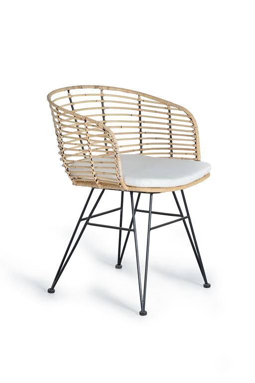 Set de 2 sillas de ratán y metal 80x52x56
