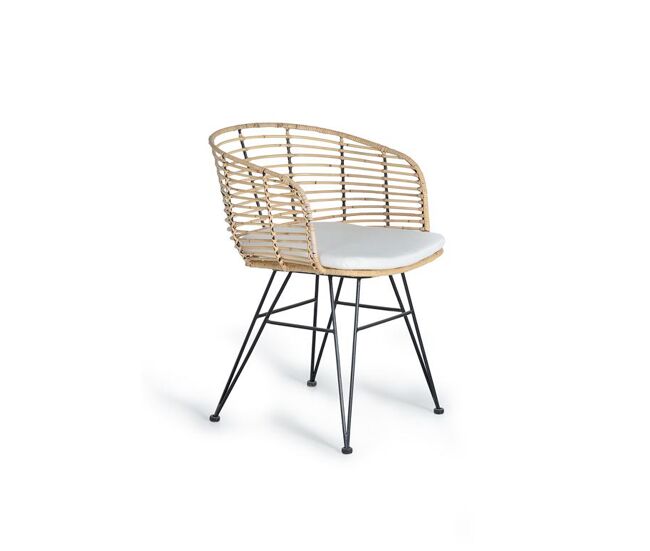 Set de 2 sillas de ratán y metal 80x52x56