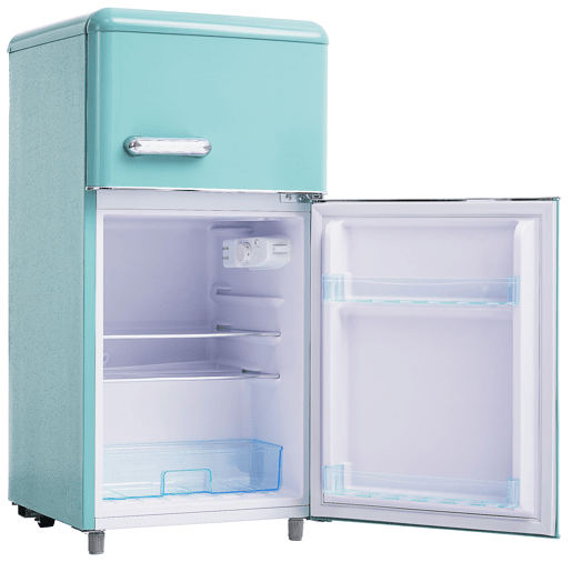 Frigorífico mini retro 91cm 72L de ferro e plástico com 2 portas e luz led,azul