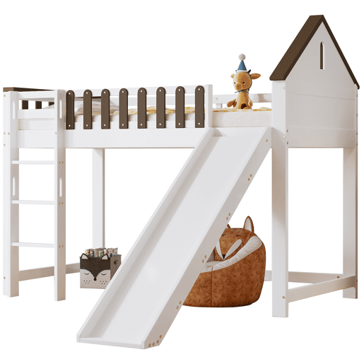 Cama alta para crianças,cama de solteiro de madeira de pinho e mdf 90x200cm,branco
