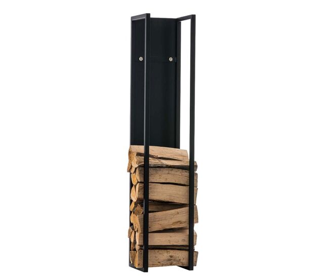 Leñero spark metal negro mate 25x25x100 cm