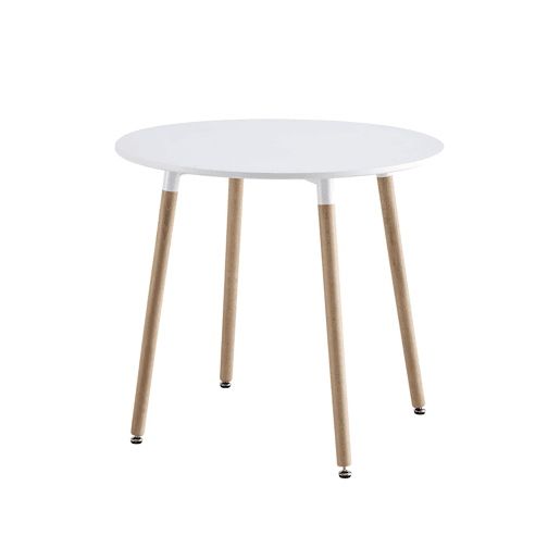 Mesa de jantar redonda escandinava de madeira 2 cadeiras, Hedvig, Branco, 80x80x73 cm