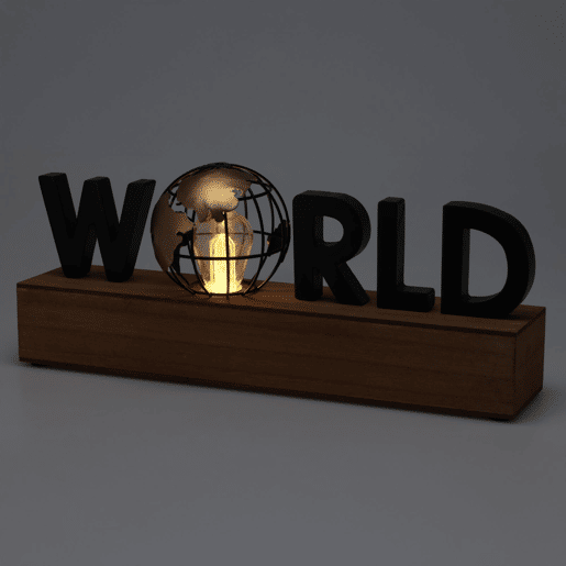 Lâmpada Well Home com texto LED ''World'' Lâmpada Well Home com texto LED ''World''