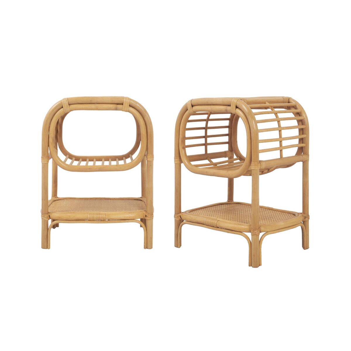 Mesita de noche de ratán natural curvado, set de 2 40