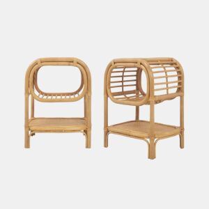 Mesa de cabeceira de vime natural curvado, set de 2, Serang, Natural, 40x30x50 cm