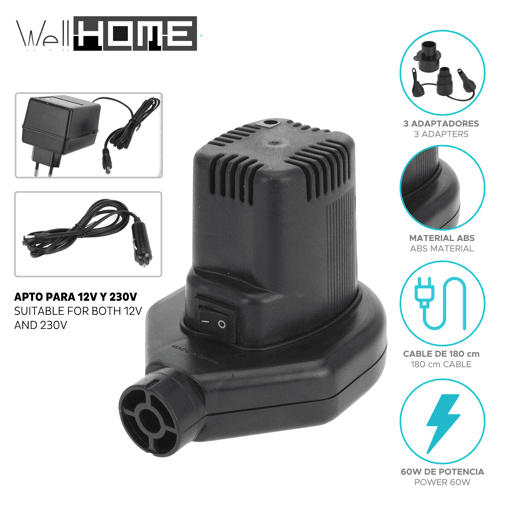 Adaptador Well Home Infalador Eletrônico 12VOLT230VOLT com CE com 3 Bicos