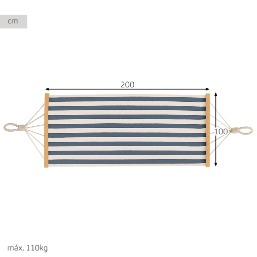 Aktive Rede suspensa listrada 200x100 cm com suportes de madeira