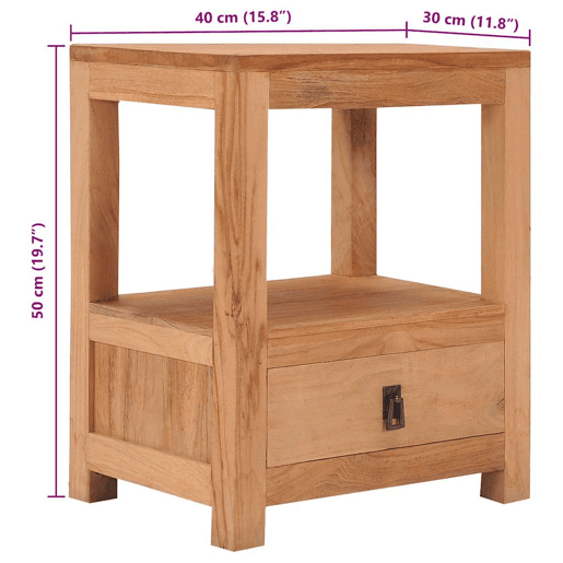 vidaXL Mesa de cabeceira 40x30x50 cm madeira de teca maciça