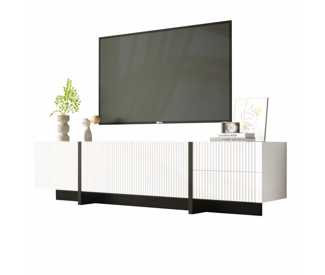 Mueble TV de mdf y panel de partículas con 3 puertas y 2 cajones 190