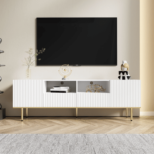 Móvel de TV 165cm de painel de partículas com 2 portas e 2 gavetas,branco
