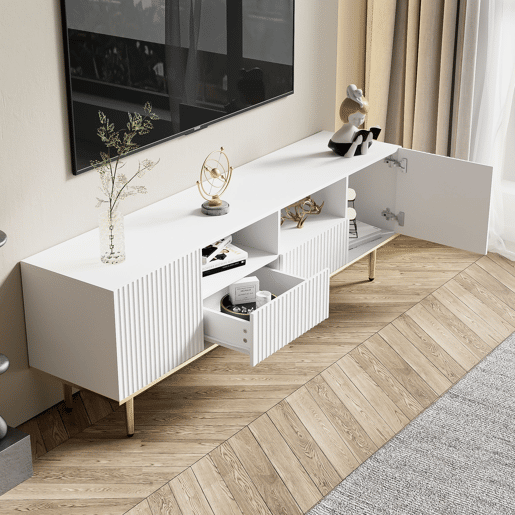 Móvel de TV 165cm de painel de partículas com 2 portas e 2 gavetas,branco