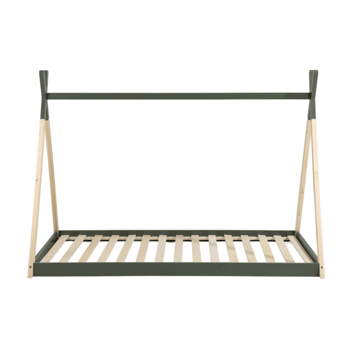Cama tipi infantil, pinho natural com estrado incluído, Tobias, Verde, 196x100x136.5 cm
