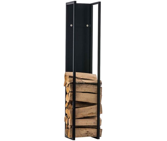 Leñero spark metal negro mate 25x25x160 cm