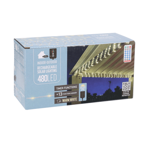 Well Home Luzes de corda solares recarregáveis u200Bu200Bde 480 luzes LED