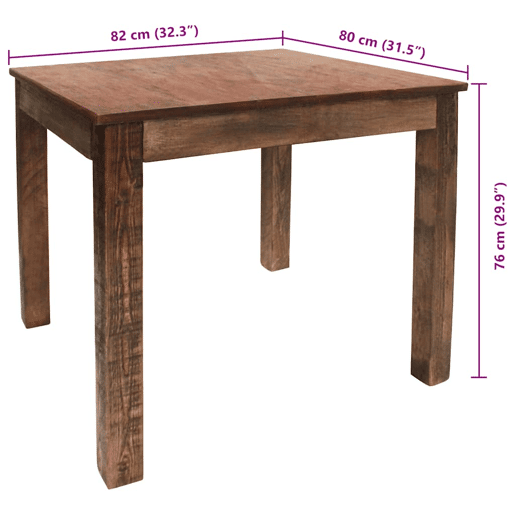 vidaXL Mesa de jantar mistura de madeiras recicladas 82x80x76 cm