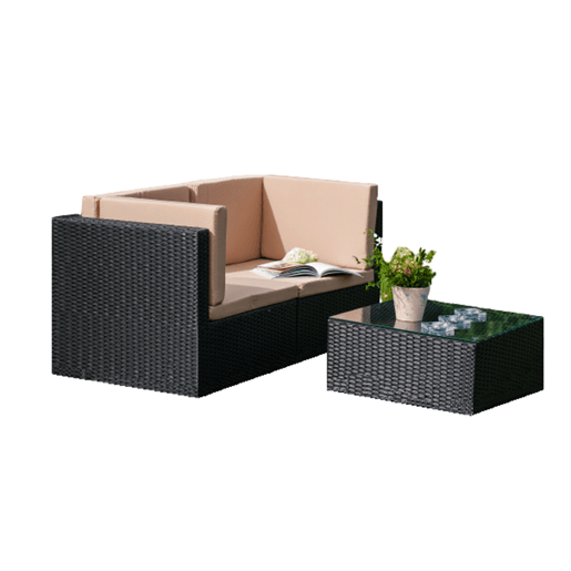 Conjunto de mobiliário de jardim de 2 lugares Cancun Preto