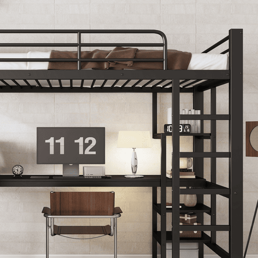 Cama alta para crianças,cama de solteiro de metal 90x200cm,preto