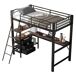 Cama alta infantil de madera de metal con 3 cajónes Cama alta infantil de madera de metal con 3 cajónes Negro