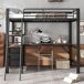 Cama alta infantil de madera de metal con 3 cajónes Cama alta infantil de madera de metal con 3 cajónes Negro