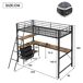 Cama alta infantil de madera de metal con 3 cajónes Cama alta infantil de madera de metal con 3 cajónes Negro