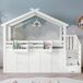 Cama alta cabaña infantil de madera de pino y mdf Cama alta cabaña infantil de madera de pino y mdf Blanco/ Verde