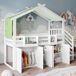 Cama alta cabaña infantil de madera de pino y mdf Cama alta cabaña infantil de madera de pino y mdf Blanco/ Verde