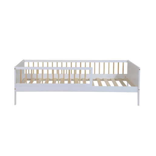 Cama infantil em pinho natural com ripas incluídas, Elio, Branco, 195x95.5x60 cm