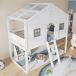 Cama alta cabaña infantil de madera de pino y mdf Cama alta cabaña infantil de madera de pino y mdf Blanco