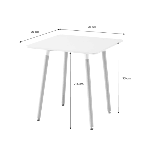Mesa de jantar quadrada escandinava em madeira para 2 lugares, Hedvig, Branco, 70x70x73 cm