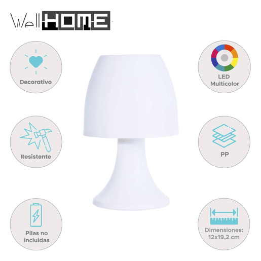 Well Home Candeeiro de mesa LED com lâmpada