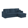 Sofá-cama de canto conversível de veludo canelado grosso de 3 lugares, Ida veludo canelado, Azul, 219x84x68 cm