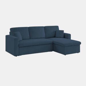 Sofá-cama de canto conversível de veludo canelado grosso de 3 lugares, Ida veludo canelado, Azul, 219x84x68 cm