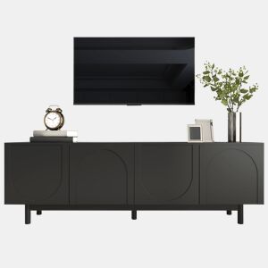 Móvel de TV 175cm de mdf e painel de partículas com 4 portas,preto