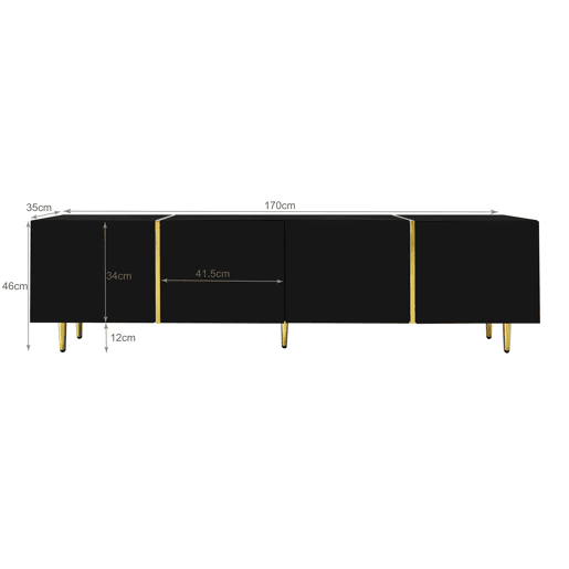 Móvel de TV 170cm de mdf com 4 portas,preto Móvel de TV 170cm de mdf com 4 portas,preto