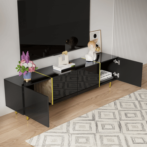 Móvel de TV 170cm de mdf com 4 portas,preto Móvel de TV 170cm de mdf com 4 portas,preto