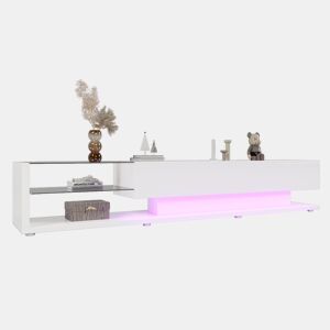 Móvel de TV 170cm de painel de partículas com 2 gavetas e luz led,branco