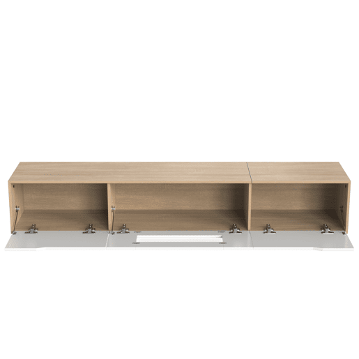 Móvel de TV 180cm de painel de partículas com luz lED e portas,branco+natural
