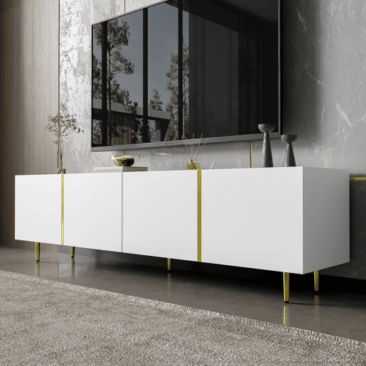 Móvel de TV 170cm de mdf com 4 portas,branco