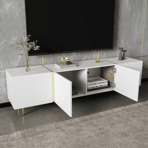 Móvel de TV 170cm de mdf com 4 portas,branco