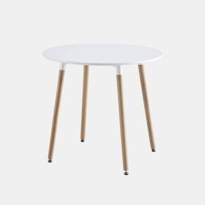 Mesa de jantar redonda escandinava madeira 2 lugares, Hedvig, Branco, 80x80x73 cm