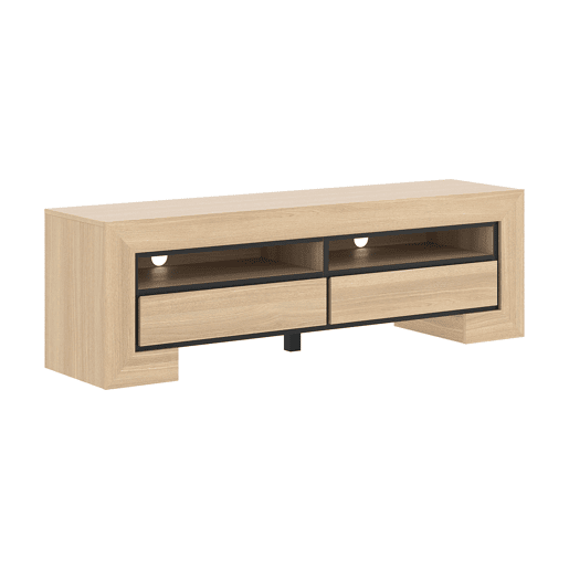 Móvel TV 2 gavetas 160 cm Lucius Madeira e Preto