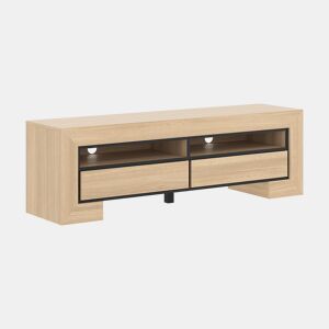 Móvel TV 2 gavetas 160 cm Lucius Madeira e Preto