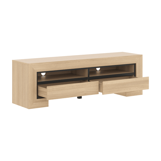 Móvel TV 2 gavetas 160 cm Lucius Madeira e Preto