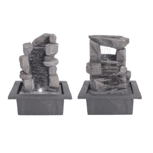 Fonte de água Well Home com design de 2 pedras e luzes Fonte de água Well Home com design de 2 pedras e luzes
