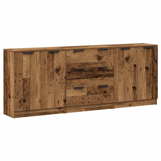 vidaXL Aparadores 3 pcs 60x30x70 cm derivados de madeira madeira velha