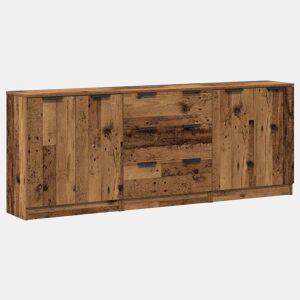 vidaXL Aparadores 3 pcs 60x30x70 cm derivados de madeira madeira velha