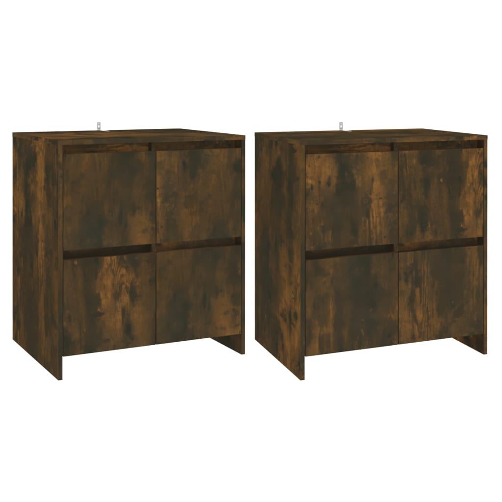 Vidaxl aparadores 2 uds madera de ingeniería roble ahumado 70x41x75 cm