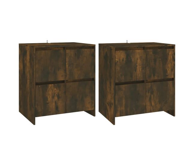 Vidaxl aparadores 2 uds madera de ingeniería roble ahumado 70x41x75 cm
