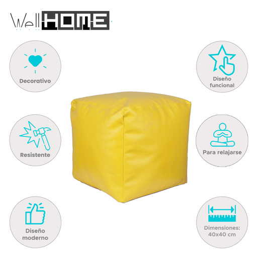 Well Home Square Bean Bag - Assento Acolchoado e Confortável Well Home Square Bean Bag - Assento Acolchoado e Confortável